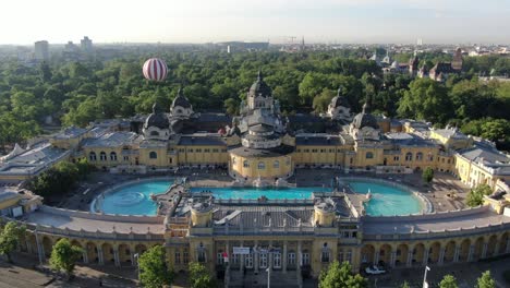 flight over szechenyi thermal baths in budapest, hungary