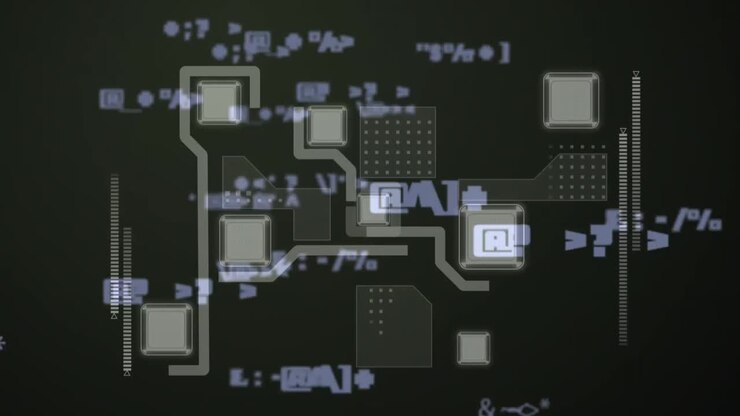 Mathematical symbols against microprocessor connections