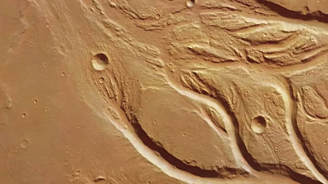 Close-up view of the surface of mars. 4K