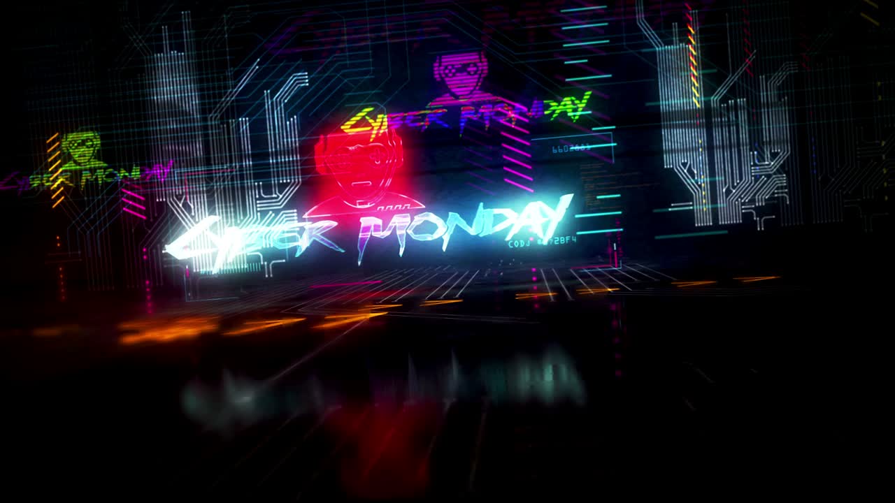 Cyberpunk style intro with cyber monday sale theme
