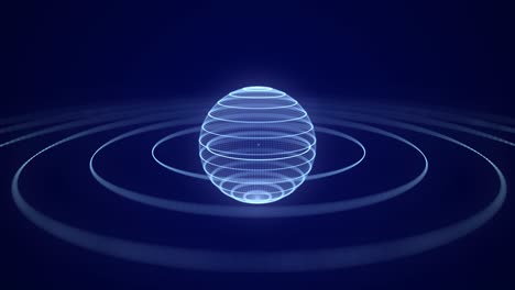 futuristic blue sphere with orbit of particles and lines. network connection big data. abstract technology background. 3d rendering.