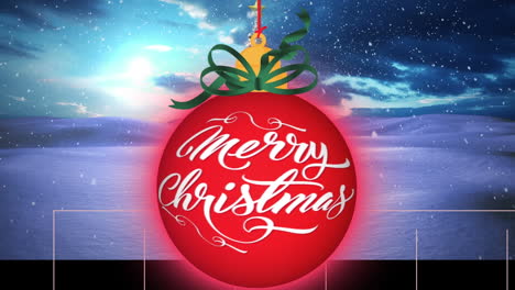 animación de felicitaciones de navidad texto sobre el paisaje de invierno de navidad