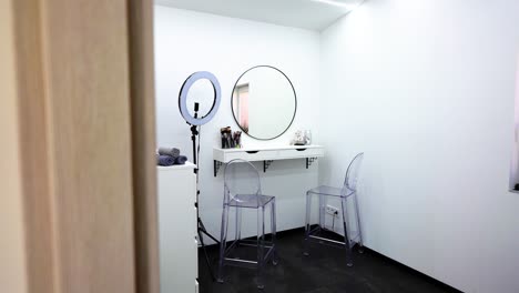 stylish and minimalist beauty room with elegant decor for makeup and aesthetic treatments