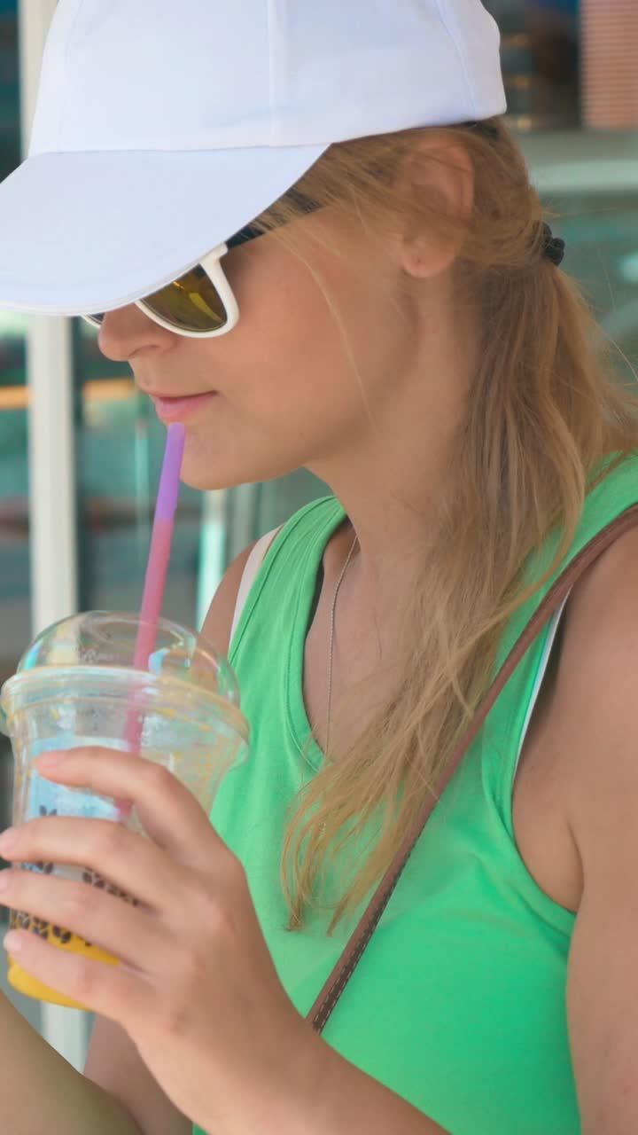 Woman drinking bubble tea