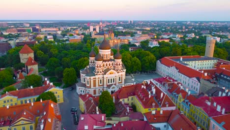 aerial view of tallinn and the alexander nevsky cathedral, a great monument of the estonian capital.