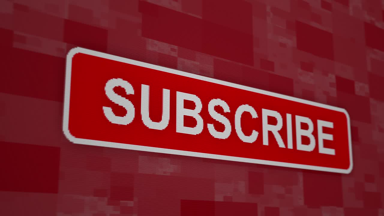 Subscribe button pixel computer screen animation close up