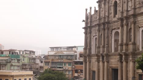 the ruins of st paul in macau depict the 17th-century catholic religious complex, blending history and architecture with the city's urban landscape.