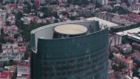 frontal drone shot of cdmx's tallest skyscraper, with a parallax effect