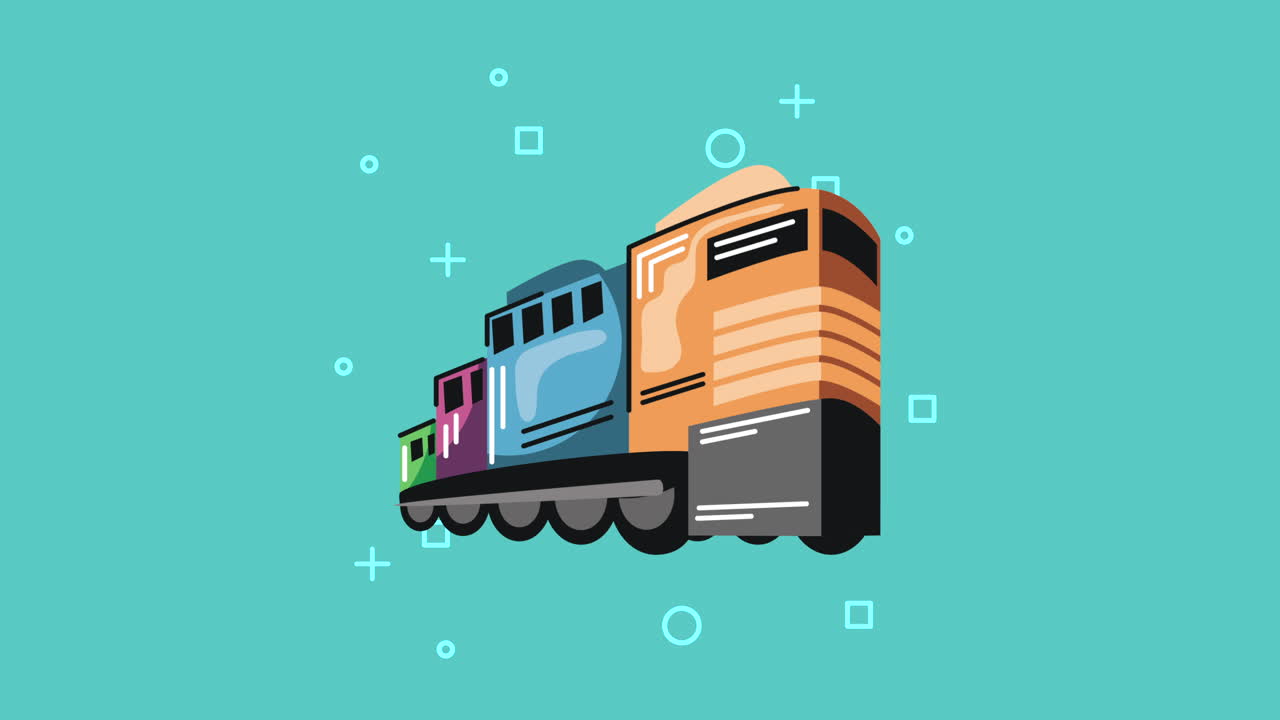 다채로운 만화 열차 일러스트레이션