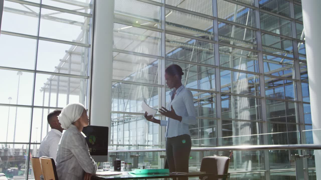 Young business people meeting in a modern office