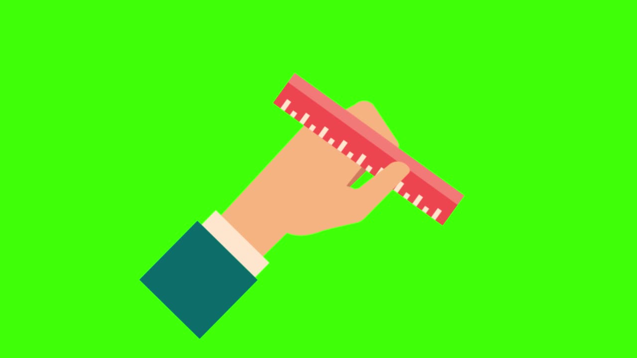초록색 화면에 선형 아이콘을 가진 손의 애니메이션