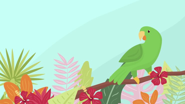 Tropical Parrot in Floral Paradise