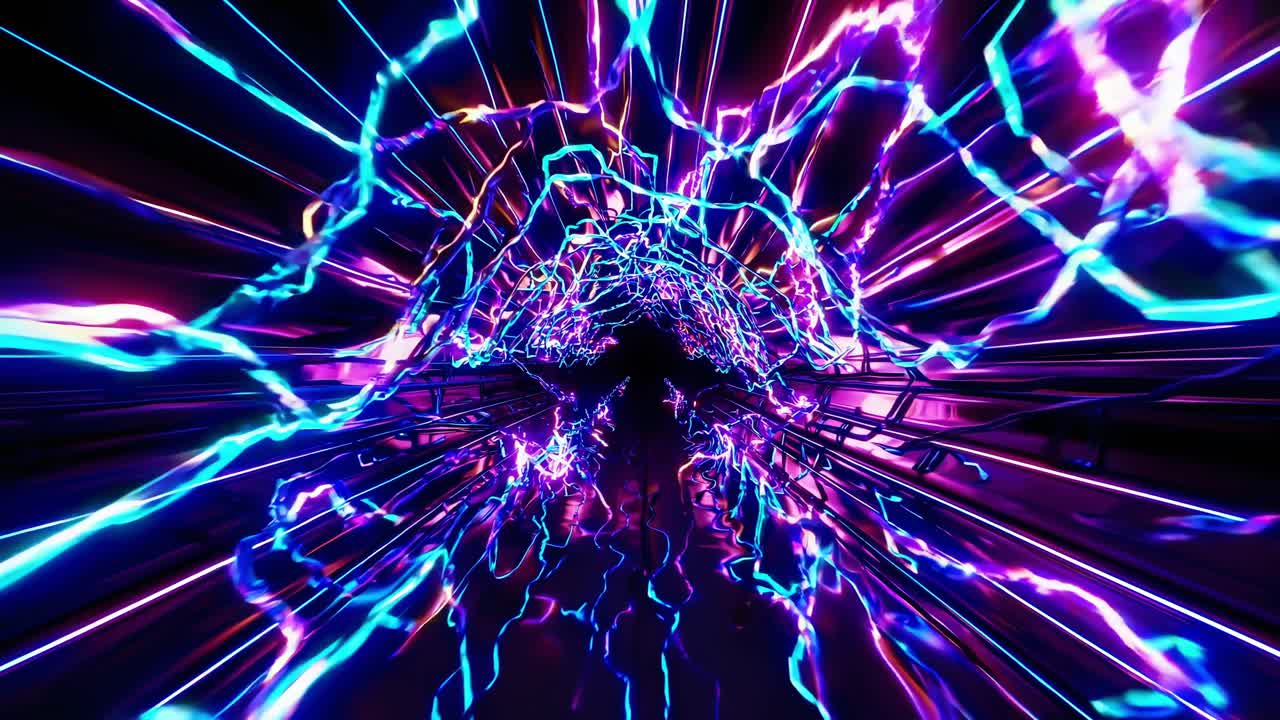 Abstract Neon Lightning Tunnel