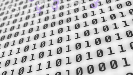 digital animation of multiple changing numbers against binary coding data processing