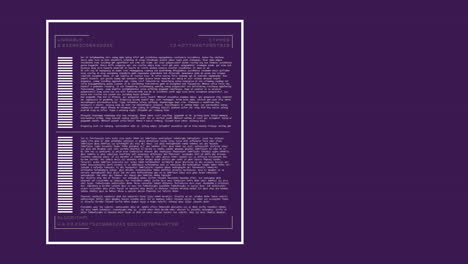 animación de las estadísticas y el procesamiento de datos sobre un fondo púrpura