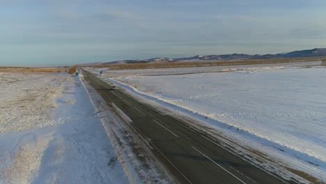winter road with car