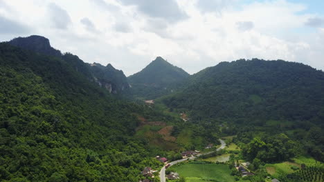 aerial view of bac son valley, lush green landscape under blue sky