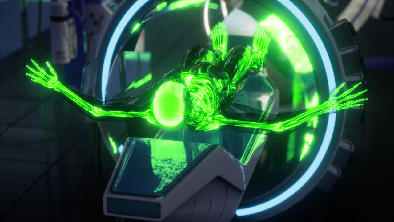 Human body skeleton anatomy presented in vibrant digital design