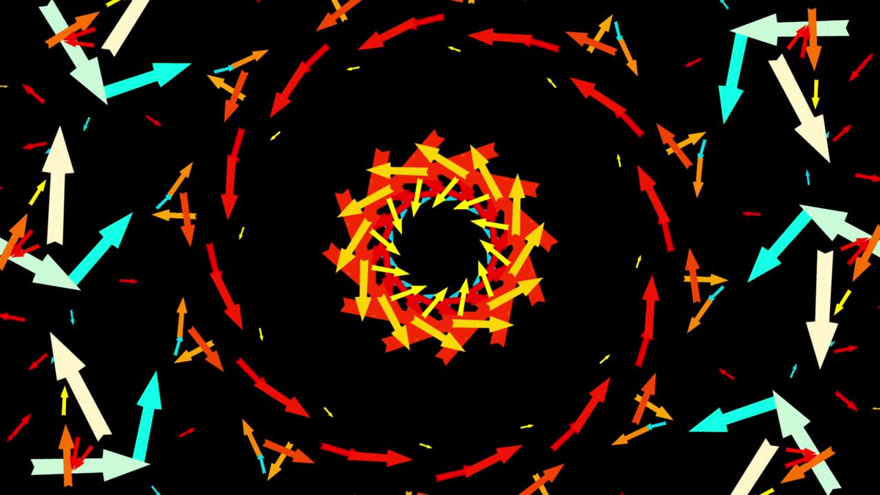 Concept of colorful arrows on black background