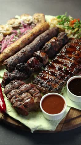 delicious mixed grill platter with variety of meats