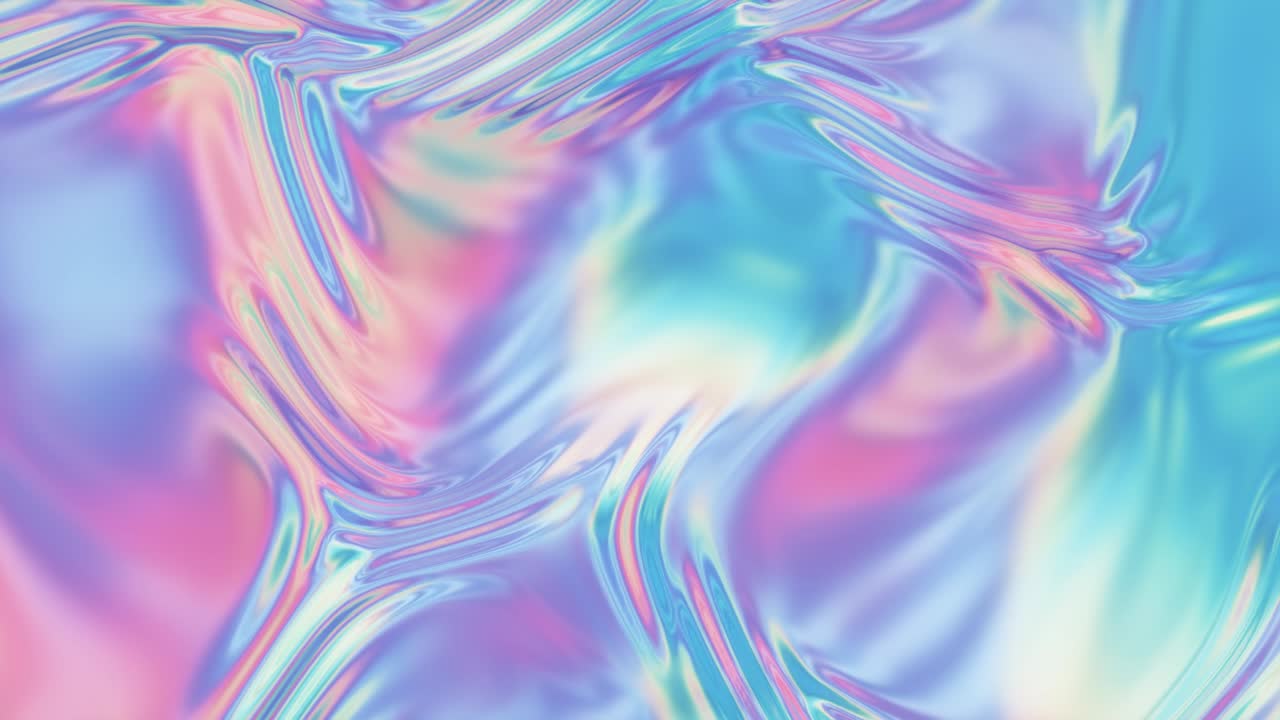 Abstract holographic liquid wave surface with ripple and swirl. 3d animation of seamless loop