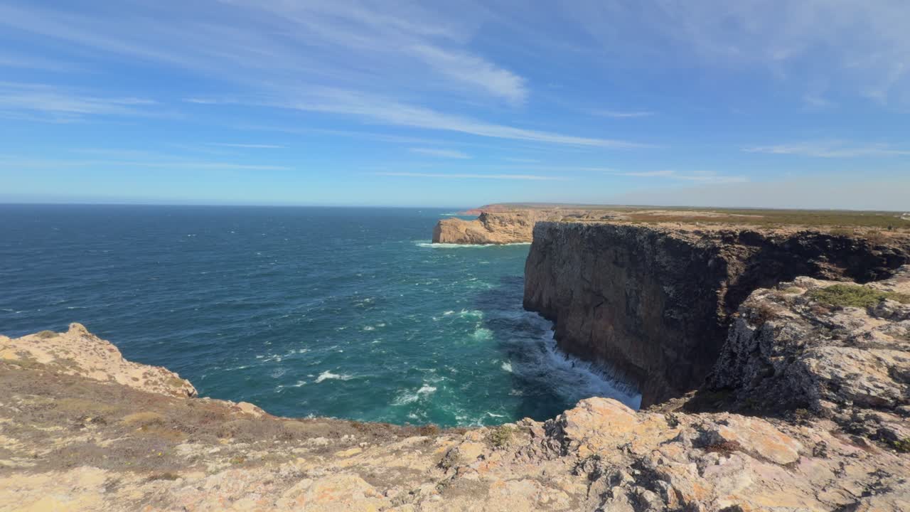 Algarve epic locations San Vincent lighthouse Portugal rocky peninsula and popular tourist location cliffs near the Lighthouse Portugal's lands end