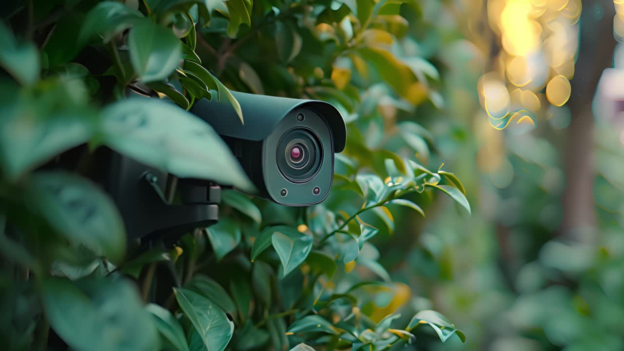 Security Camera Hidden in Lush Green Foliage
