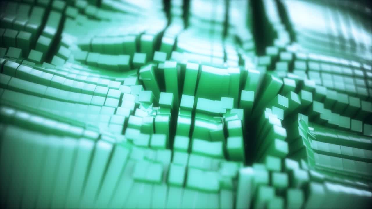 Abstract 3D blocks undulating in a seamless looping wave.