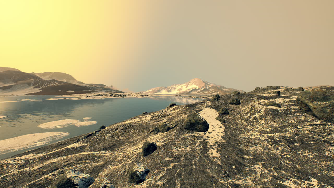 돌과 얼음으로 이루어진 남극의 해안선