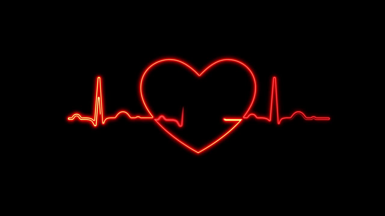 네온 기호 디자인 표지: 다채로운 추상적인 배경 심장 박동 라인, 네온 빛 심장박동 디스플레이 스크린, 의학 연구.