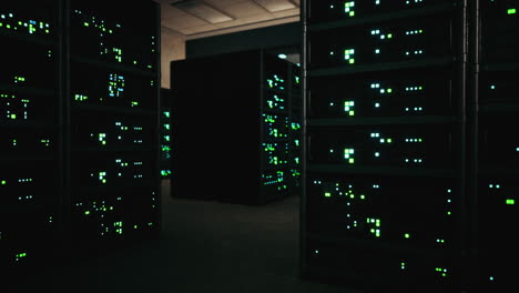 modern server room with supercomputers light