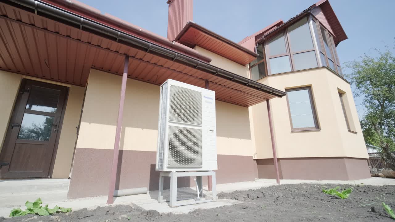 HVAC technician installs heating, ventilation and air conditioning systems. Heat pump