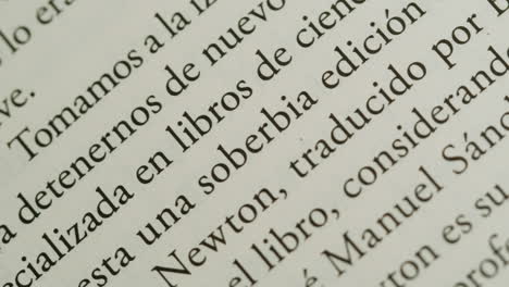 close-up of a book page with spanish text