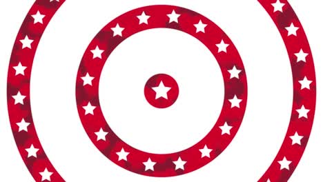 animation of circles spinning with american flag  stars and stripes over white background