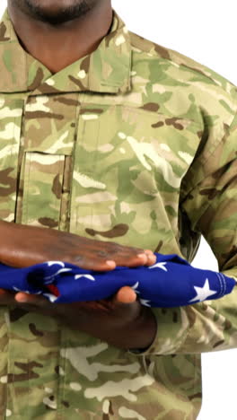 portrait of military soldier saluting