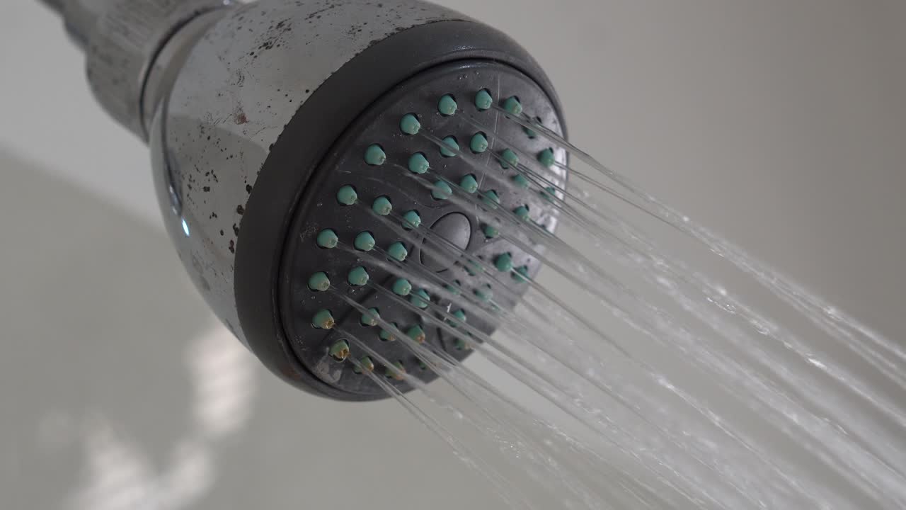 Closeup of Shower. A shower is a place in which a person bathes under a spray of typically warm or hot water