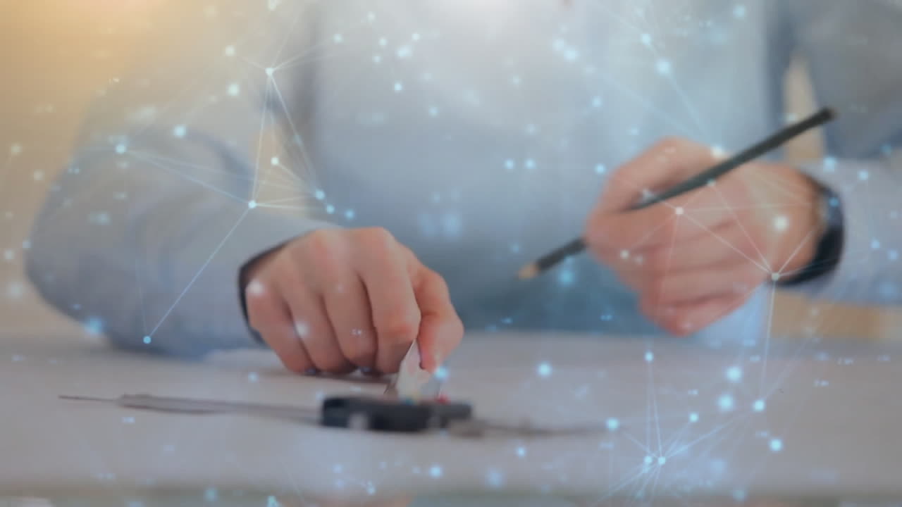 건축가 도면을 통해 연결 네트워크의 애니메이션