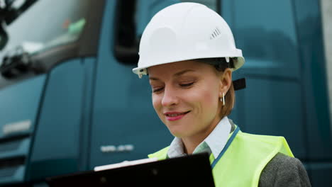 woman writing on clipboard