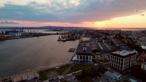 burgas port panorama, black sea coast