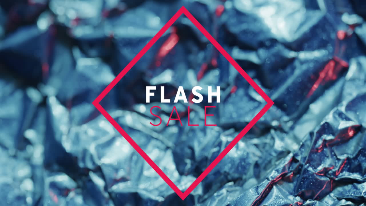 Animation of flas hsale text over close up of crumpled paper
