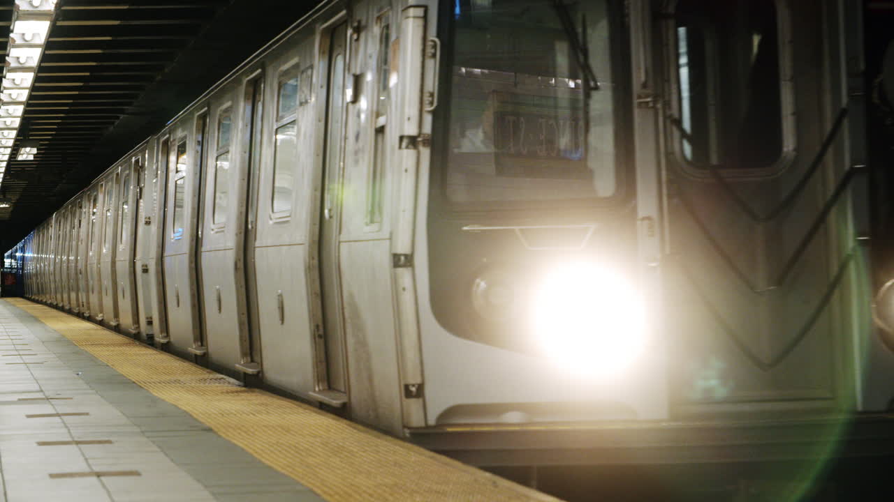 New York City Subway Train at a Station