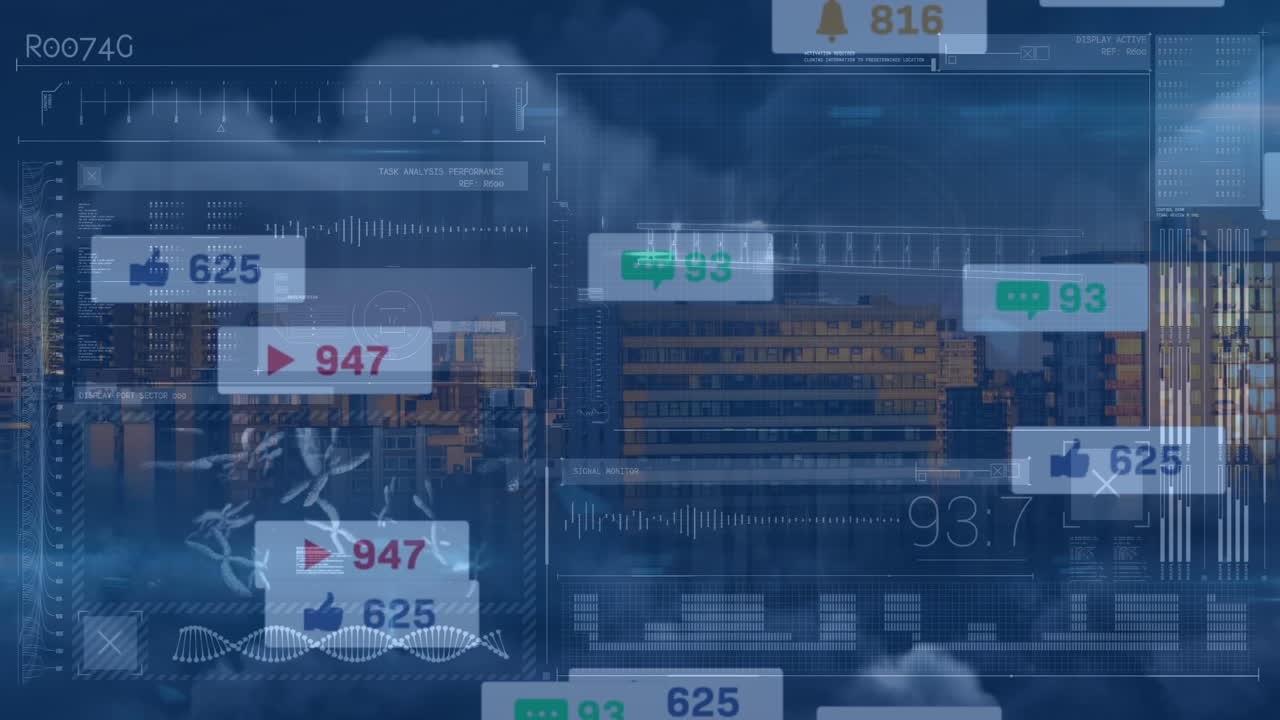 미디어 아이콘의 애니메이션과 도시 풍경에 대한 데이터 처리