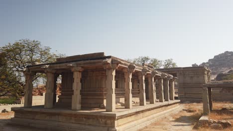 Tracking-Shot-of-Temple-at-Hampi,-Karnataka,-India