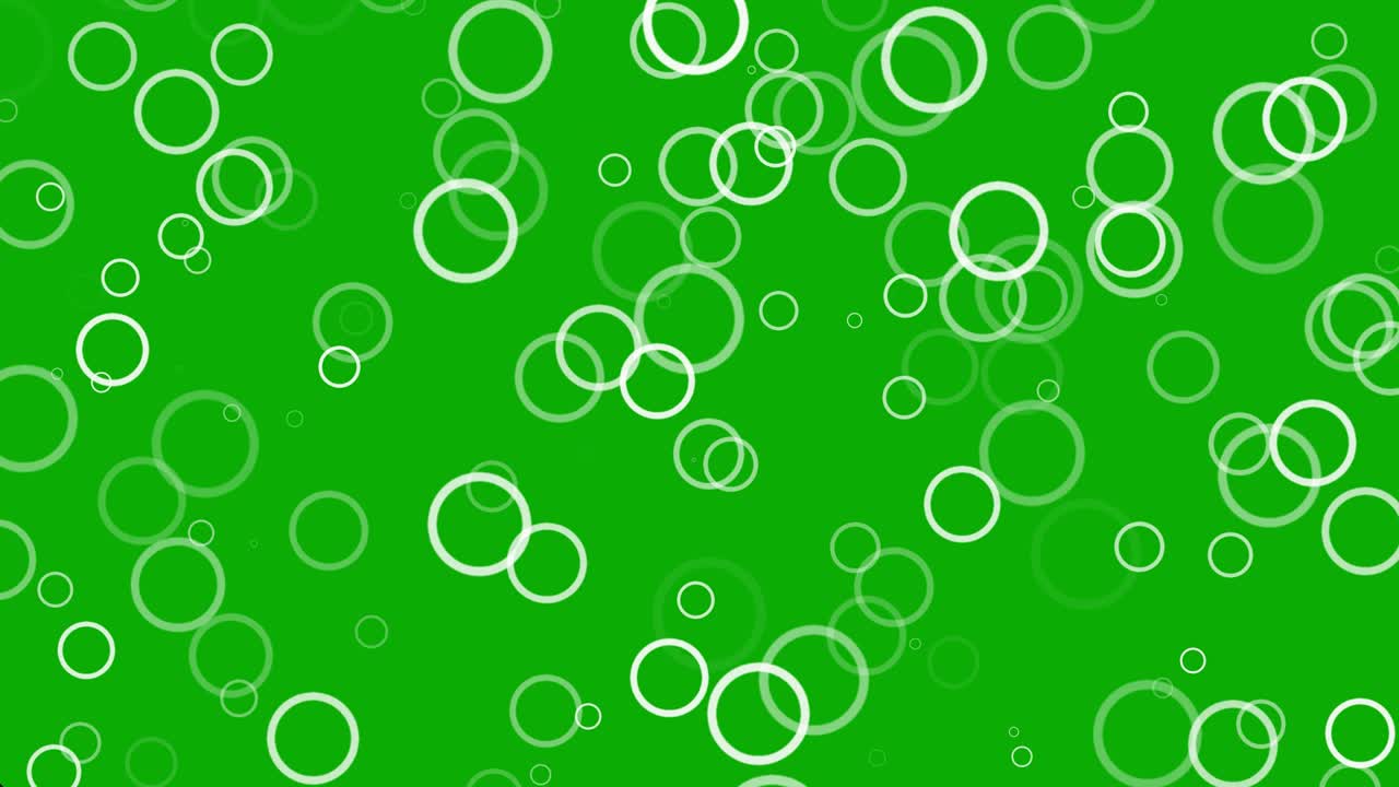 círculos blancos gráficos de movimiento con fondo de pantalla verde