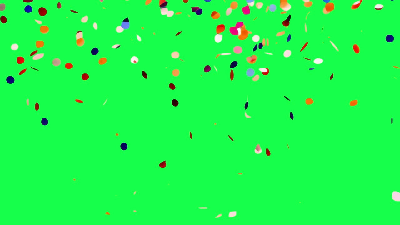 Animazione colorata con coriandoli, video 4K trasparente, green screen