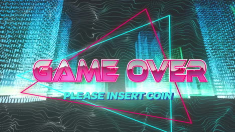 Animation-of-game-over-text-over-neon-pattern