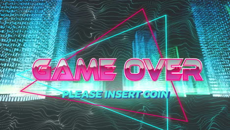 animación del juego sobre texto sobre patrón de neón