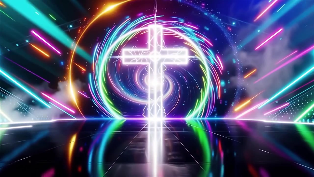 Croce Cristiana Luce Celestiale Sfondo per il Culto.