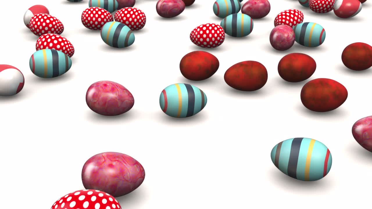 красочные пасхальные яйца спускаются вниз по склону