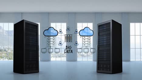 illustrazione di cloud storage e della sua rete